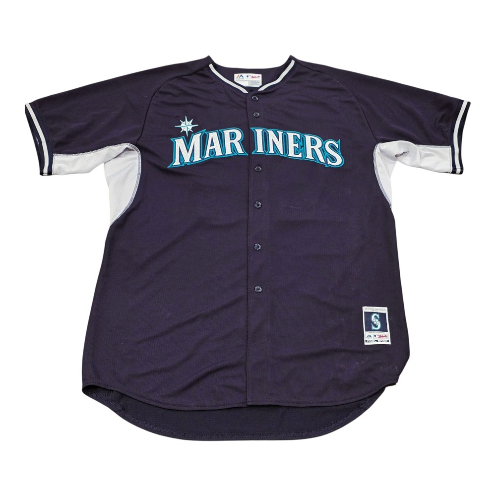 Majestic Seattle Mariners Authentic Cool Base Jersey Size 50 Brown 82 Navy Blue